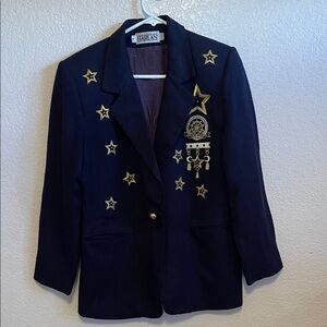 Elegant Navy Blazer with Gold Star Accents